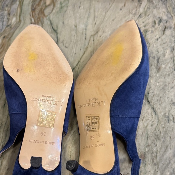 LK Bennett Navy Suede Slingback Heels Made in Spain. - Picture 8 of 9